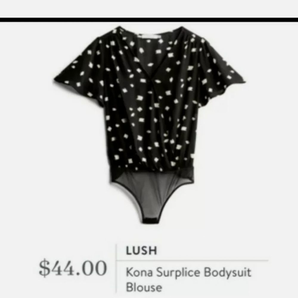 Kona Sol Women's Black White Polka-dot Flutter Sleeves Bodysuit